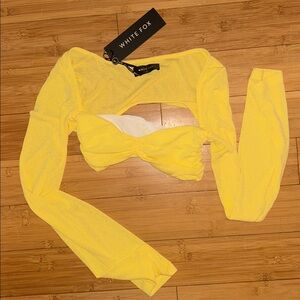 White Fox Boutique Yellow Mesh Long Sleeves